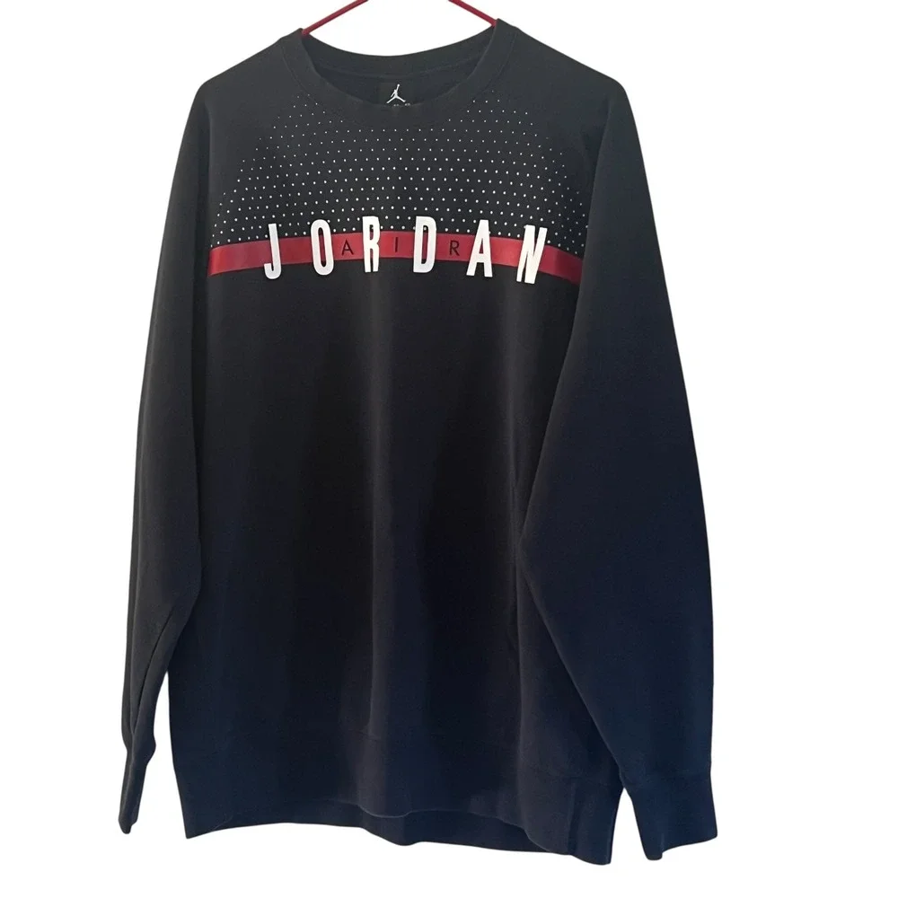 Jordan Black Crew Neck Sweatshirt Pullover Jumper Men's XL Extra Large‎